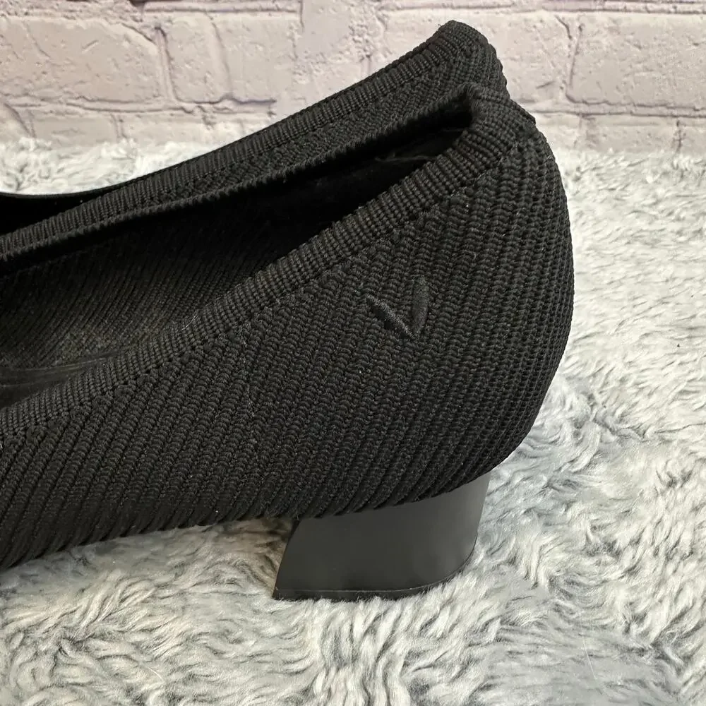 Vivaia Melody 2.0 Square Toe Black Knit Block Heel Pumps Women's EU 40 US 9